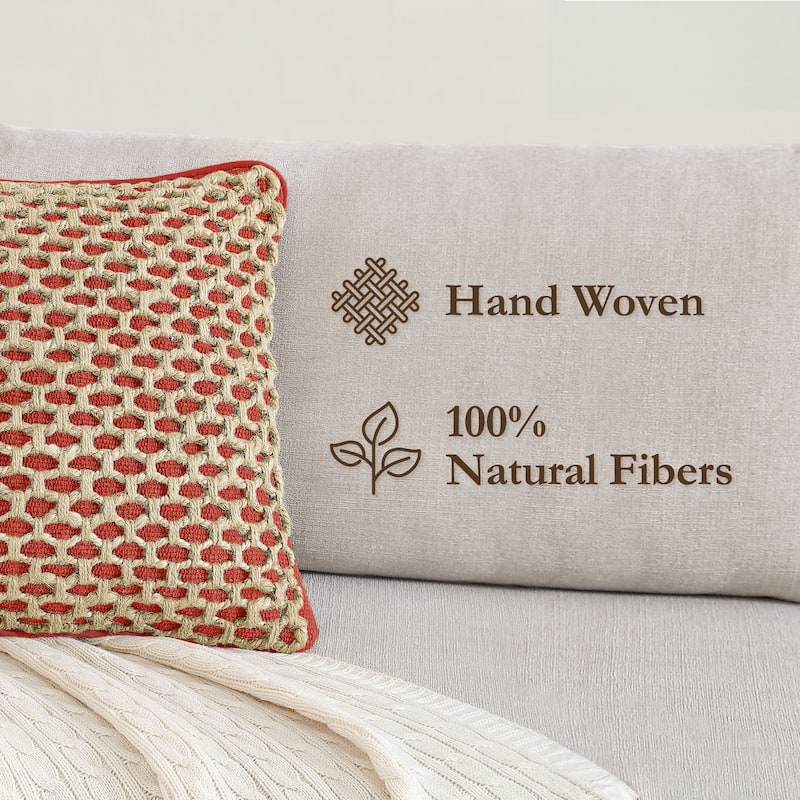 Boho Living Jada Braided Cotton/Jute Throw Pillow Covers