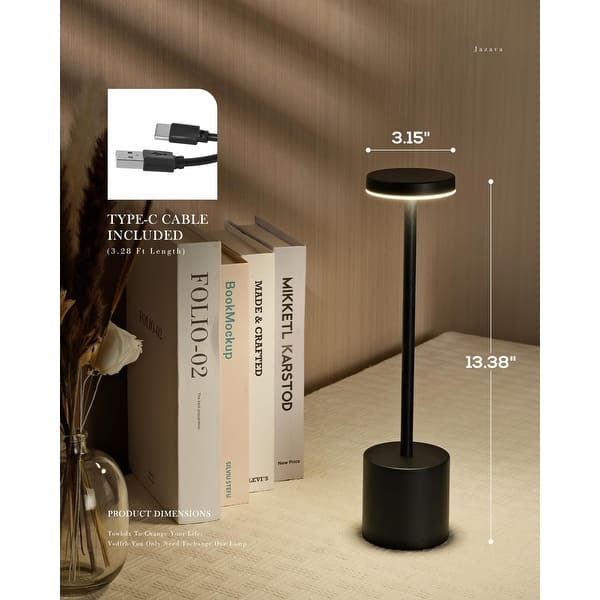 dimension image slide 1 of 2, Cordless LED Desk Lamp, Table Lamp with 3 Colors