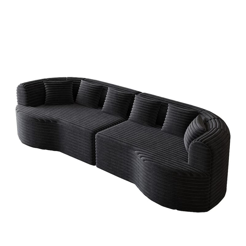 Modern Luxury Corduroy Boneless Curved Sectional Sofa with Pillows