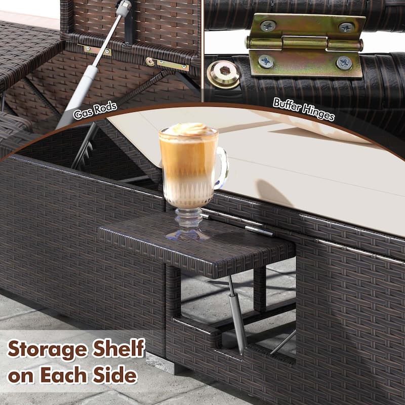 Costway Outdoor Patio Daybed PE Wicker Double Chaise Lounge with - See Details