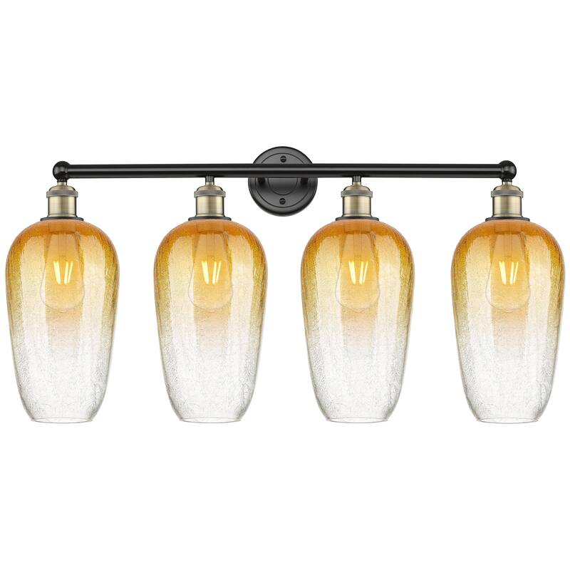 Innovations Lighting Endless Possibilities Edison - Brookhaven Flute - 4 Light 34" Bath Vanity Light - Black Antique Brass/Amber