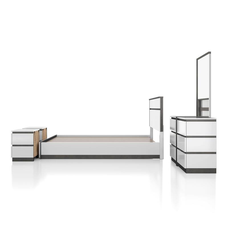 Conjira Modern White Wood 5-Piece Storage Platform Bedroom Set with USBs by Furniture of America