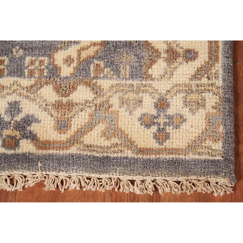 Oushak Indian Runner Rug Hand-Knotted Wool Carpet - 2'7" x 9'9"