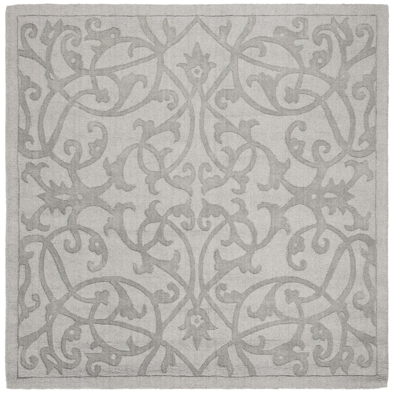 SAFAVIEH Handmade Impressions Anneluise Modern Scrolls Wool Rug - 6' Square - Grey