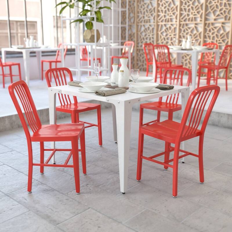 2 Pack Metal Indoor-Outdoor Chair - Red