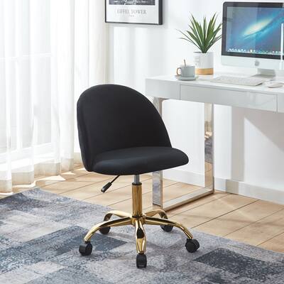 Porthos Home Hux Office Chair, Velvet Upholstery, Gold Chrome Legs