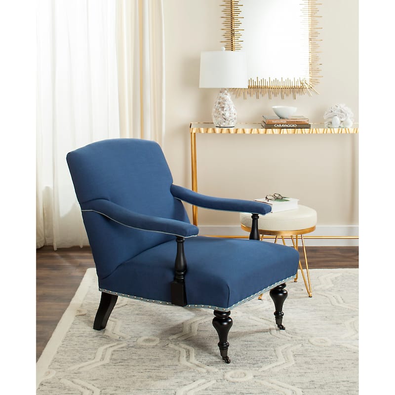 SAFAVIEH Kassie Steel Blue Arm Chair - 27.6" x 36.8" x 35" - 28Wx37Dx35H