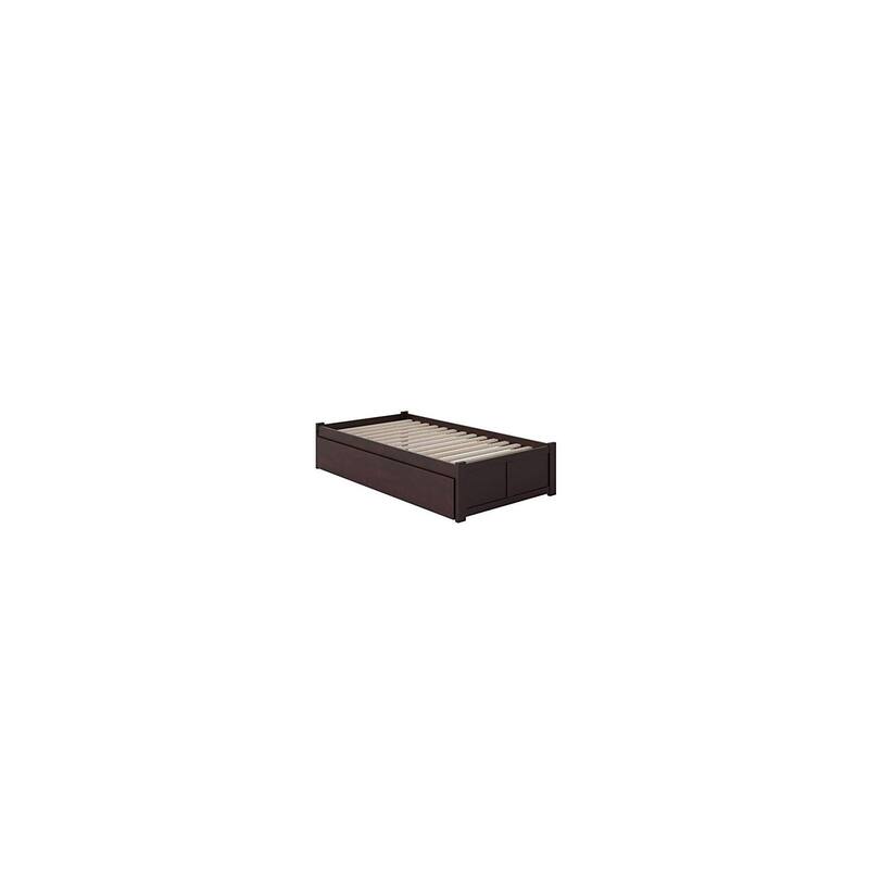 Twin XL Platform Bed with Trundle & Footboard - Espresso Finish