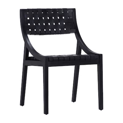 Willow Stained Teak and Woven Full Grain Leather Chair