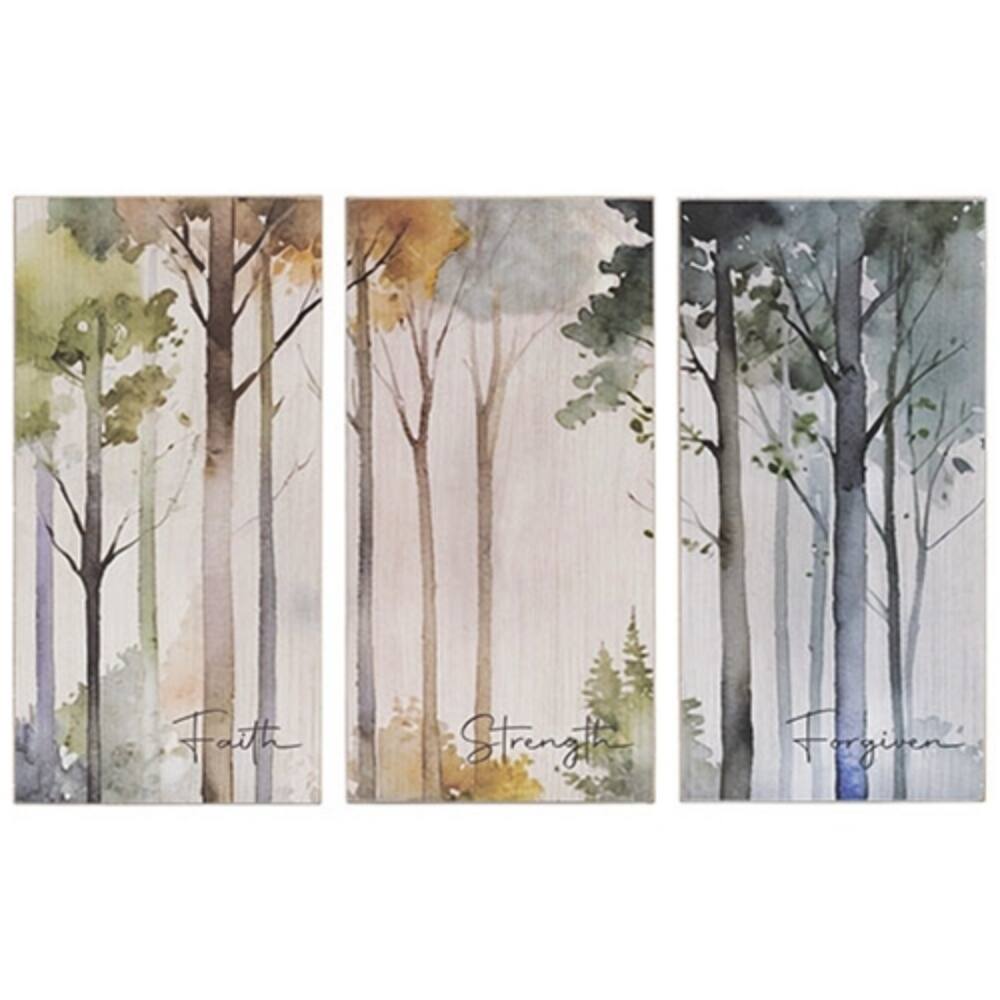 Woodland Faith Watercolor Sign - 3 Asstd. - Multi