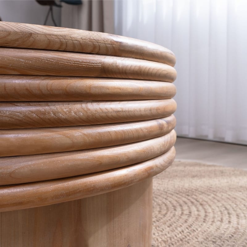 Round Wooden Coffee Table with Hidden Storage - 48.2"