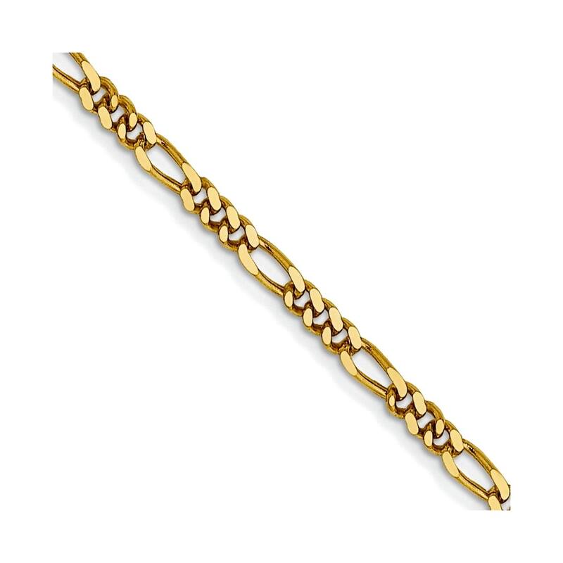 Curata 10k Yellow Gold 1.25mm Flat Figaro Chain Necklace (Spring-ring) Options: 16 18 20 24