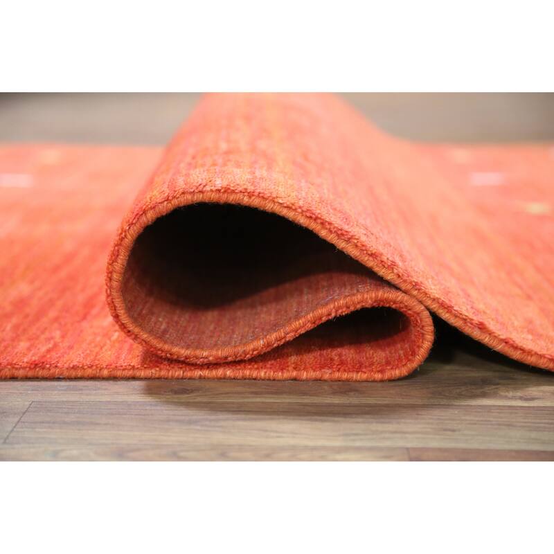 Orange Animals Gabbeh Indian Rug Hand-Knotted Wool Carpet - 4'6" x 6'6"