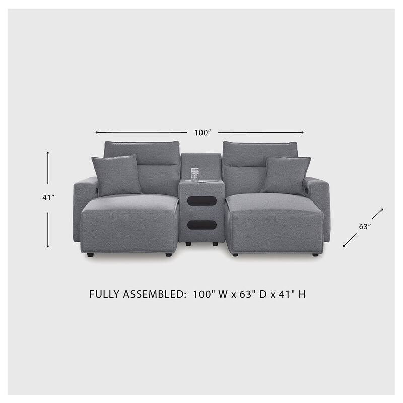 Signature Design by Ashley Modmax Gray 3-Piece Power Reclining Sectional with Chaise - 100" W x 63" D x 41" H