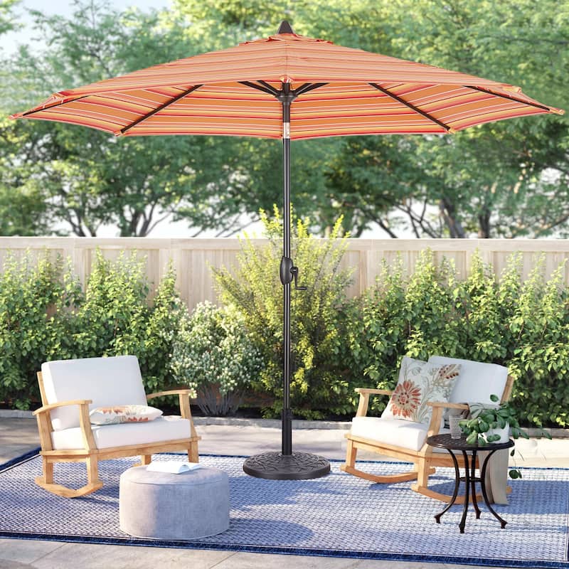 9Ft Striped Market Umbrella with Sunbrella Fabric Outdoor Umbrella - Dolce Mango