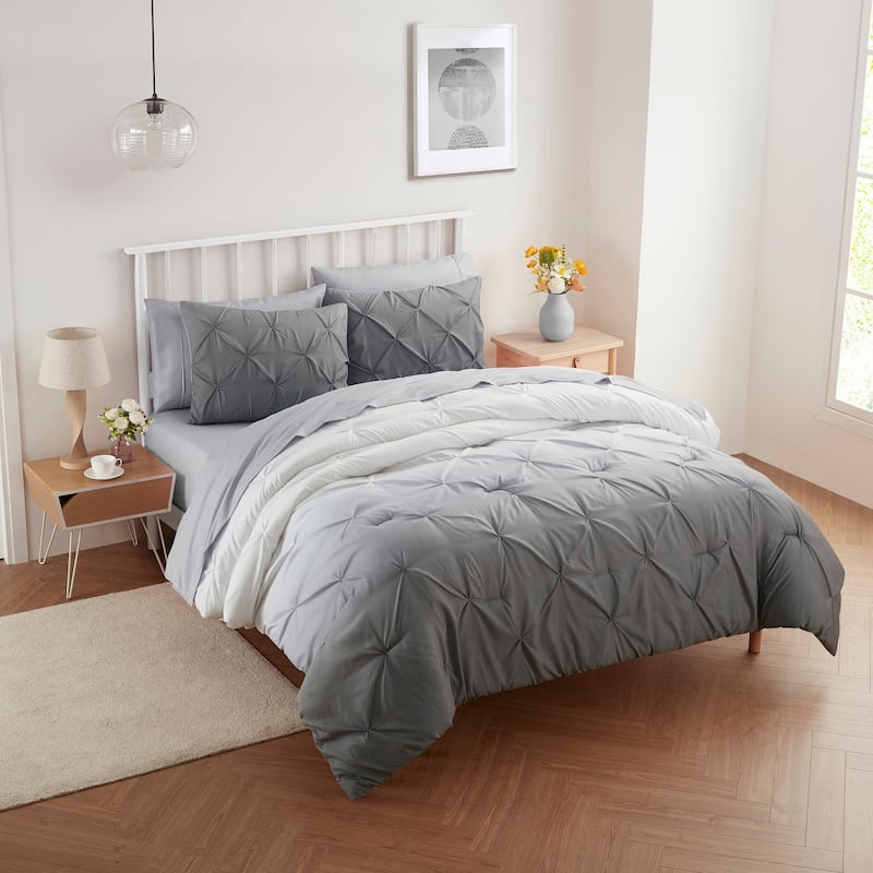 Sweet Home Collection 7 Piece Loralie Bed in a Bag Comforter Set - Gray - Full