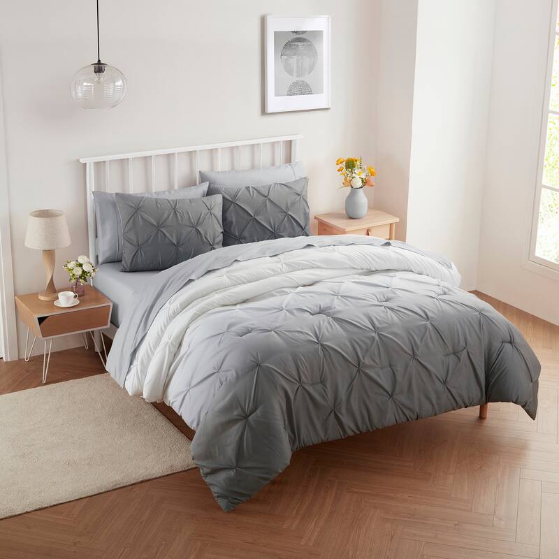 Sweet Home Collection Loralie Ombre Pintuck BIAB - Gray - Twin