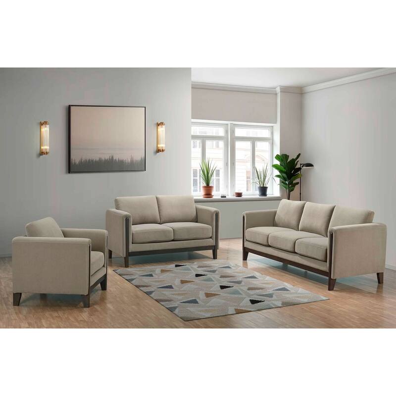 Islington Upholstered Panel Arm Sofa Set Taupe - N/A