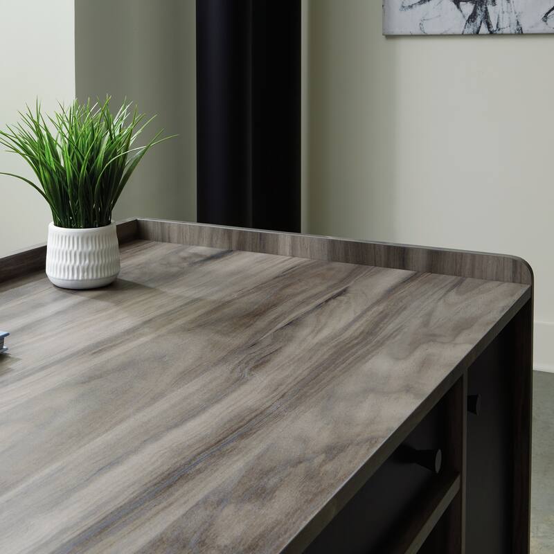 Wood Multi-purpose Desk with Adjustable Shelves, Gray