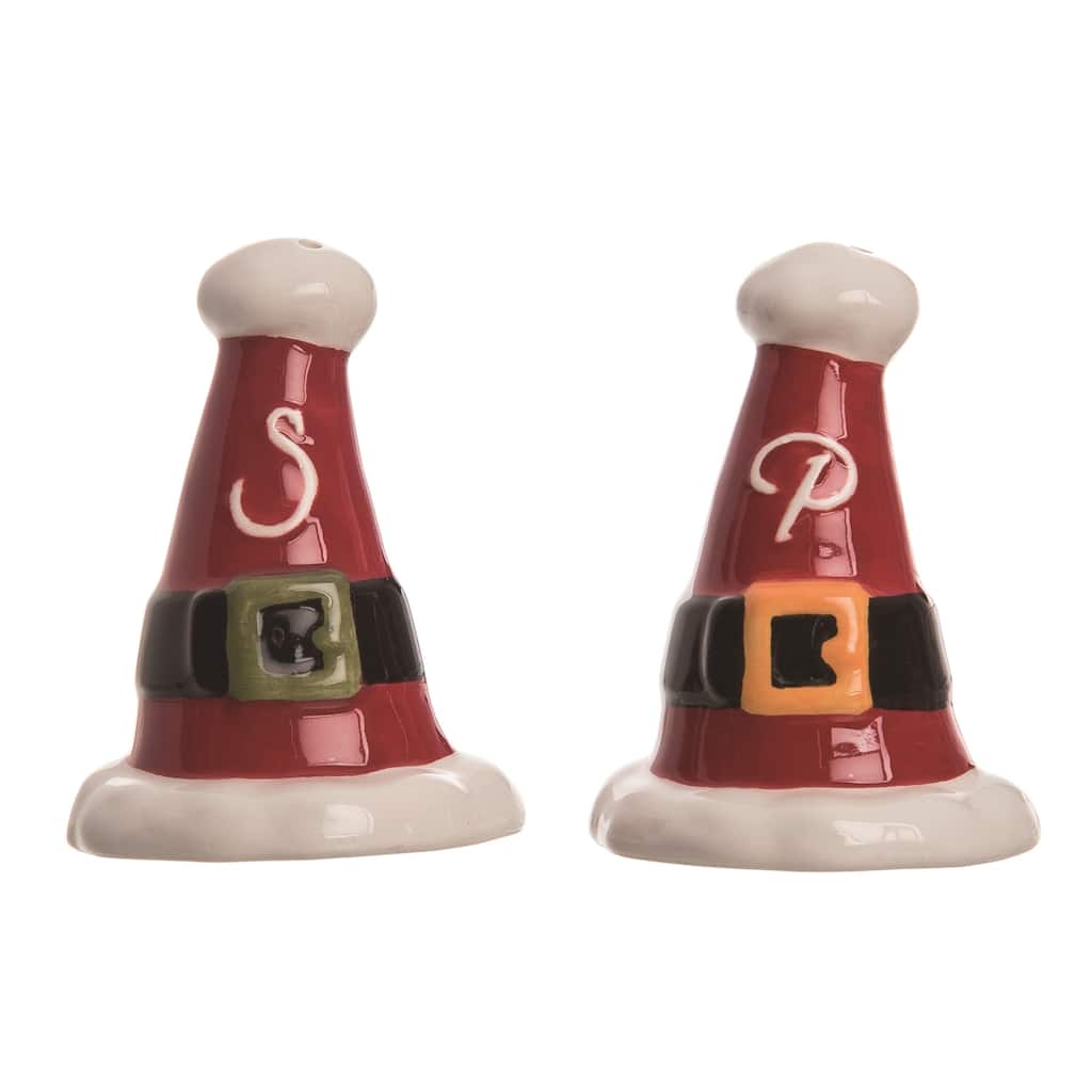Transpac Ceramic 5 in. Multicolor Christmas Santa Hat Salt and Pepper Shakers Set of 2