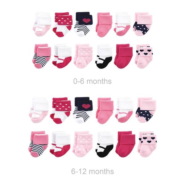 slide 1 of 1, Luvable Friends Infant Girl Grow with Me Cotton Terry Socks, Navy Mary Janes, 0-6 and 6-12 Months - Navy Mary Janes Navy Mary Janes - 0-6 and 6-12 Months