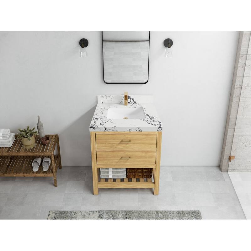 Willow Collections 30 in. W x 22 in. D Parker Solid Teak Single Sink Bathroom Vanity with Countertop