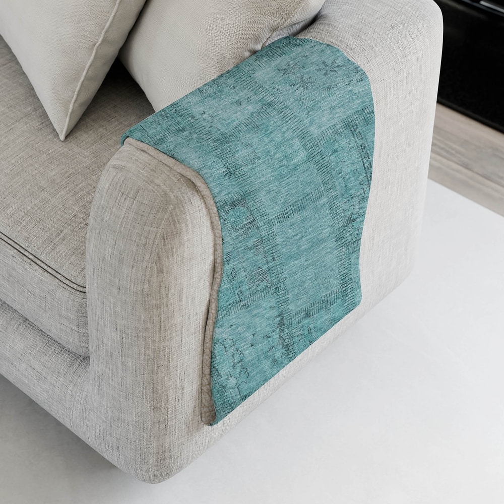 Premium Machine Washable Vintage Patchwork Sherpa Throw Blanket