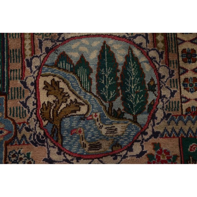 Animal Pictorial Kashmar Persian Area Rug Hand-knotted Wool Carpet - 9'7" x 12'6"