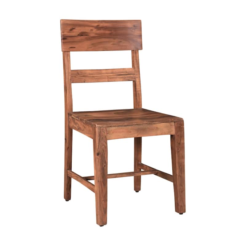 Set of 2 Brown Wooden Armless Dining Side Chairs with Ladder Back for Living Room or Bedrooms - 36”H x 18”W x 18”D