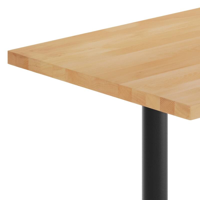 Rectangular Solid Wood Commercial Tabletop w/ Dual 22" x 22" Bar Height T-Bases - 30"W x 48"D x 42"H