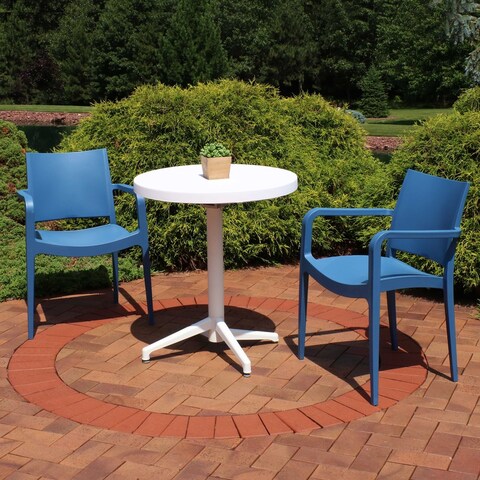 Sunnydaze All-Weather Landon 3-Piece Indoor/Outdoor Table and Chair Set - Blue