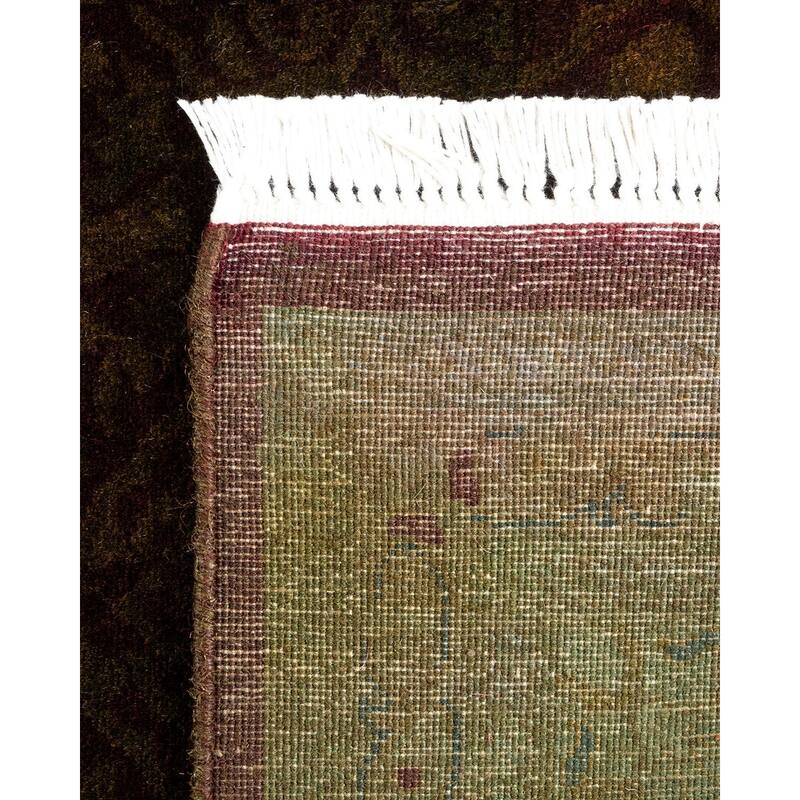 Overton Hand Knotted Wool Vintage Inspired Modern Contemporary Overdyed Brown Runner Rug - 2' 7" x 11' 10"