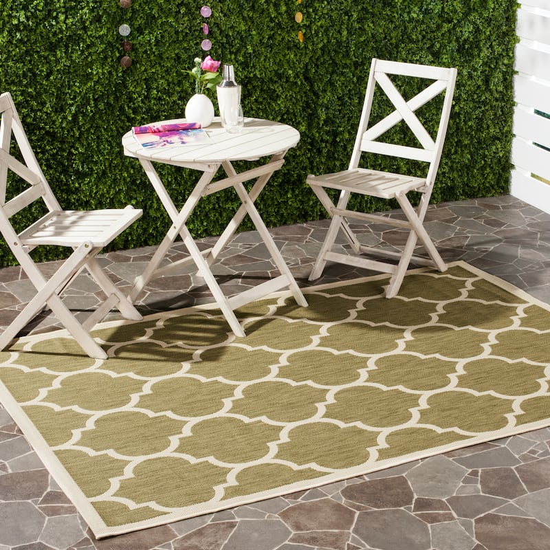 SAFAVIEH Courtyard Kathy Indoor/ Outdoor Waterproof Patio Backyard Rug - 9' x 12' - Green/Beige