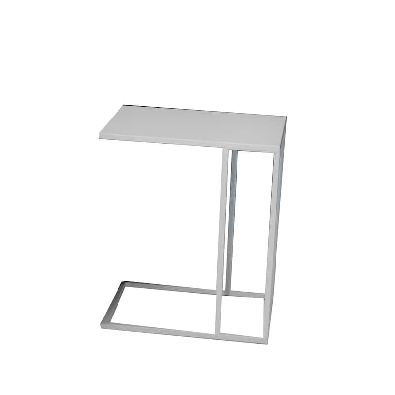 Eme 23 Inch Side End Table, Rectangular Tray Top, Modern White Metal Frame