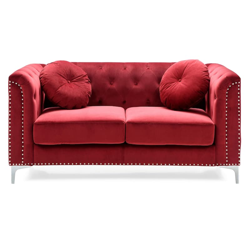 Pompano Velvet Button Tufted Loveseat