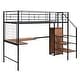 preview thumbnail 13 of 18, Twin Size Metal Loft Bed with Desk and Metal Grid, Stylish Metal Frame Bed with Lateral Storage Ladder and Wardrobe