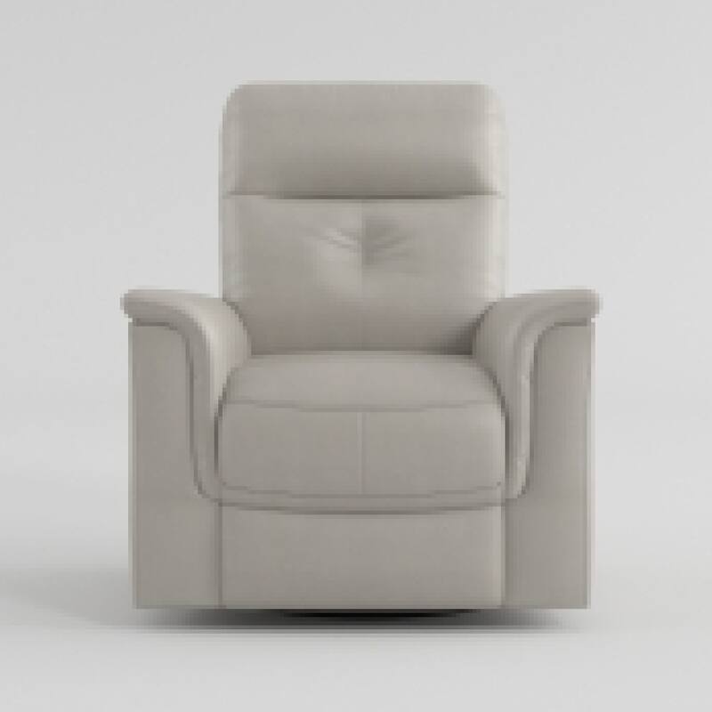 Briz Manual Swivel Recliner Chair, Top Grain Leather Silver Gray