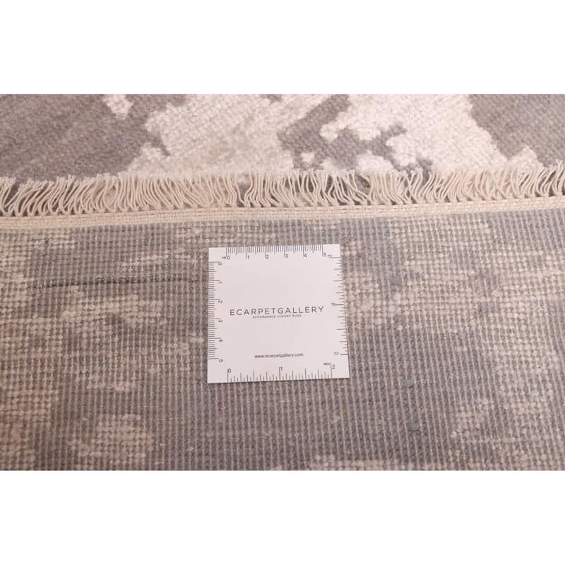 ECARPETGALLERY Hand-knotted Legacy Grey, Ivory, Light Khaki Silk, Wool Rug - 8'11 x 12'2