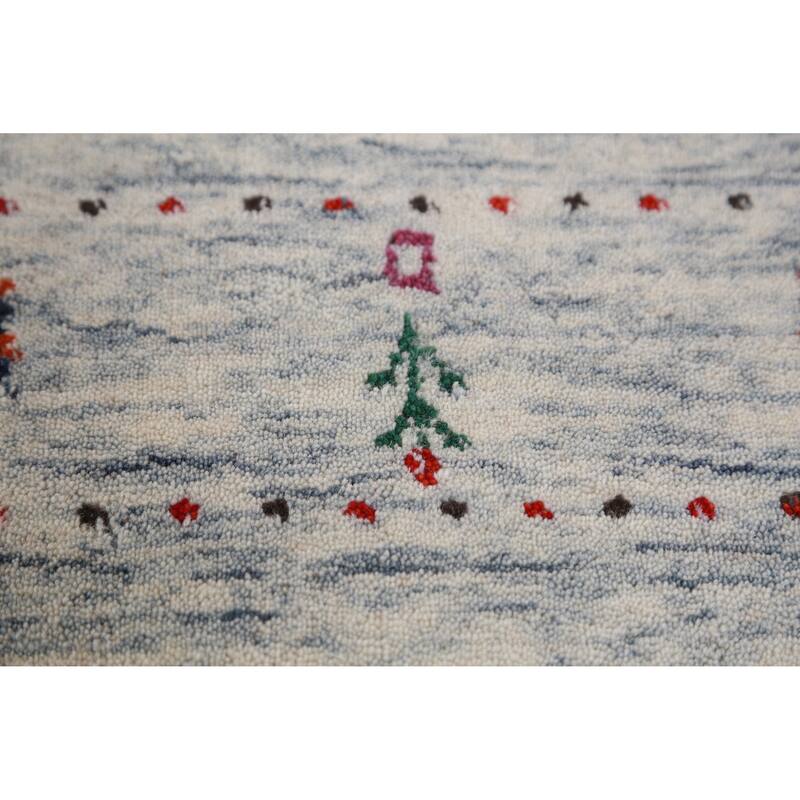 Hand Knotted Oriental 100% Wool Carpet Tribal Animal Pictorial Beige & Ivories Gabbeh Runner Rug - 9' 11'' X 2' 5''