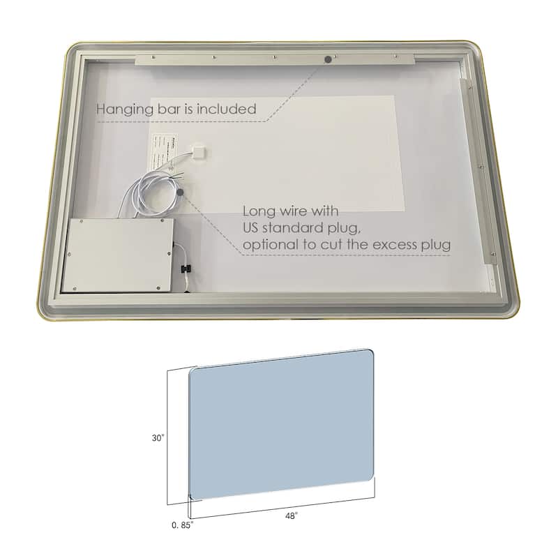 Altair Viaggi Rectangle Framed LED Lighted Wall Mirror