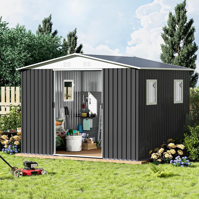 Rust-roof Steel Storage Shed with Waterproof Panels & Sliding Lockable Door Garden Shed Pet Shed Tool Shed