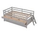 preview thumbnail 3 of 14, Gray Twin Size Solid Wood Low Loft Bed with Full Safety Fence, Climbing ladder, Storage Drawers and Trundle