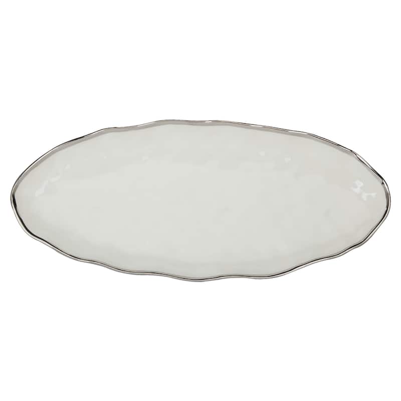 Certified International Regency Silver Oval Fish Platter, 19.5" X 8.5" - 19.5" x 8.5" x 1.5"