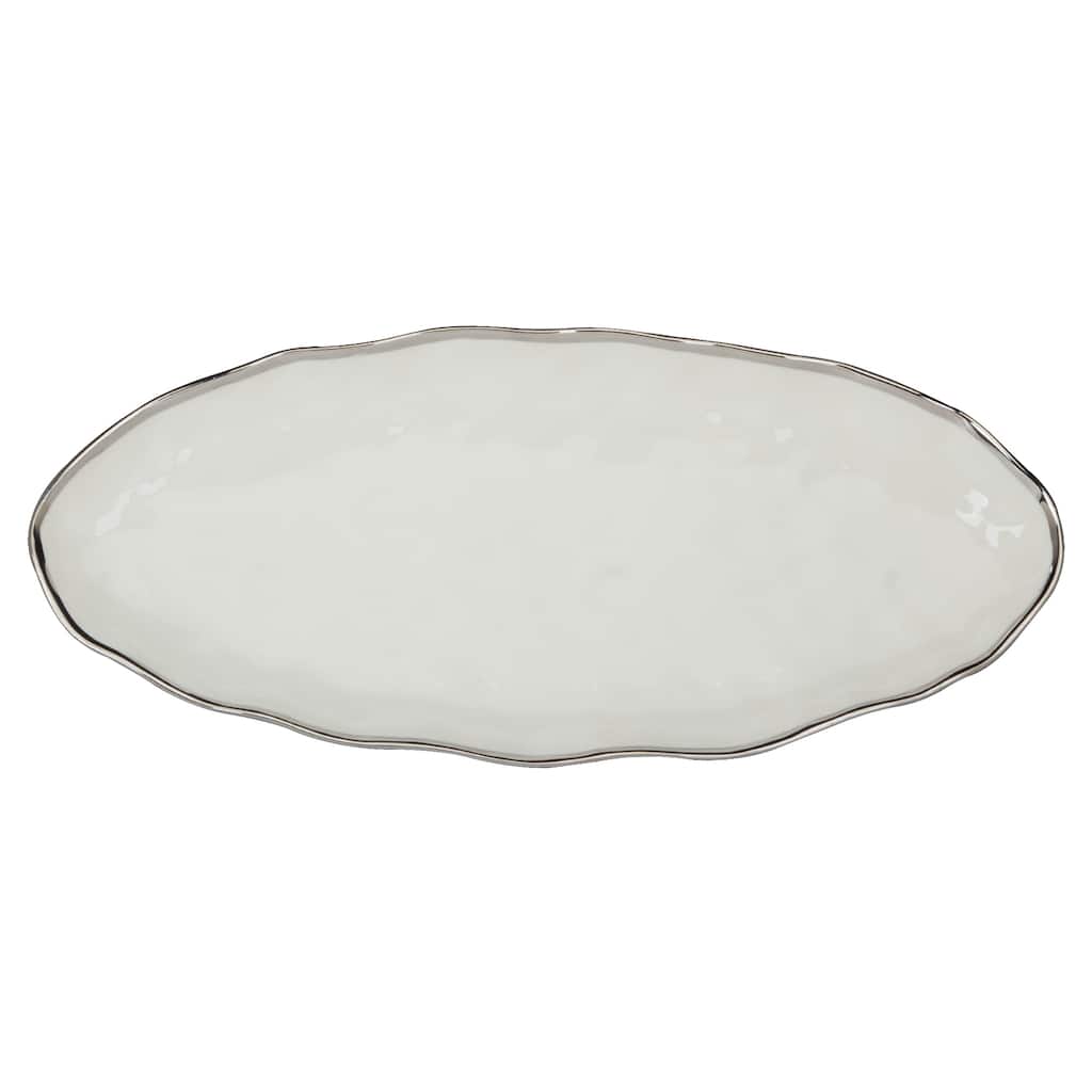 Certified International Regency Silver Oval Fish Platter, 19.5" X 8.5" - 19.5" x 8.5" x 1.5"