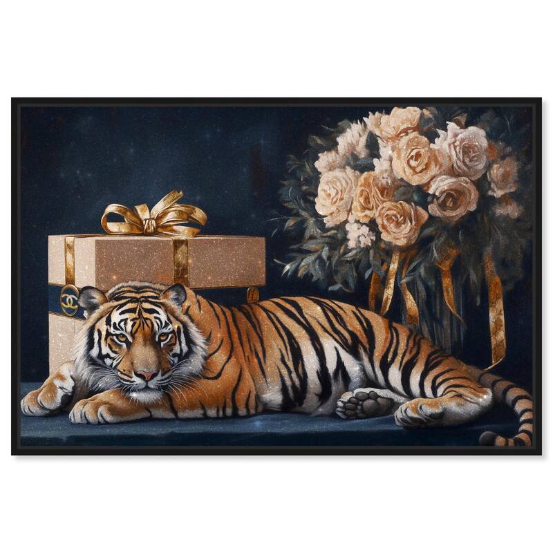 Tiger Glam Gift Boxes Canvas by Art Remedy - Black - 30" x 20"