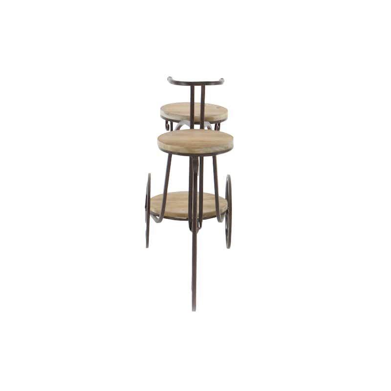 Brown Metal Indoor Outdoor 2 Tier Bike Indoor Outdoor Plantstand - 31 x 10 x 23