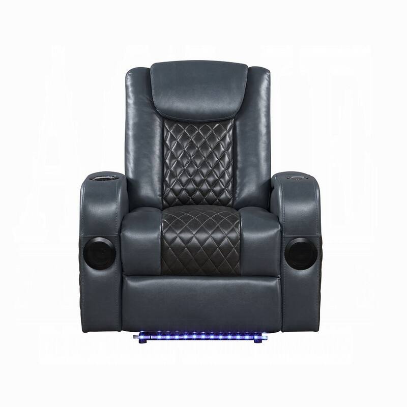 Liza Power Motion Recliner Chair, Bluetooth, Gray Black Faux Leather