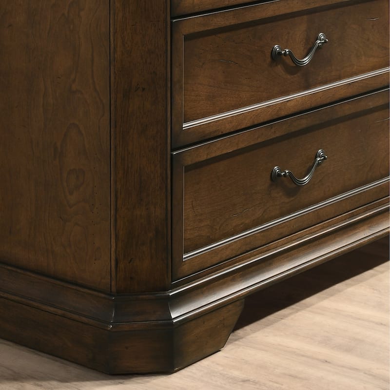 Roundhill Furniture Maderne Traditional Wood 5-Drawer Chest, Antique Walnut Finish