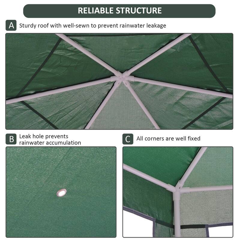 Outsunny 13x13FT Hexagon Gazebo Party Tent with Mesh Screen for Garden Backyard, Green