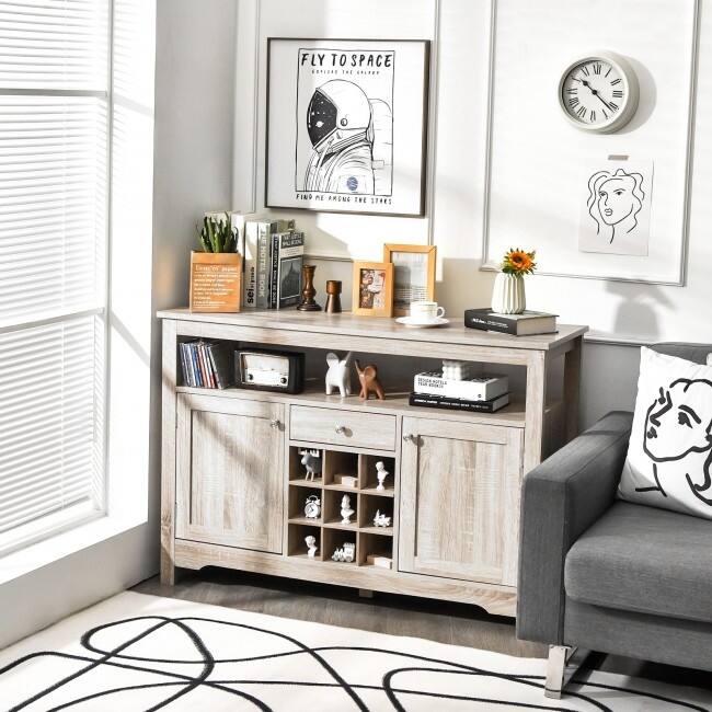 Transitional Buffet Server Sideboard with Wine Storage - 45.5" x 16" x 31.5" (L x W x H)